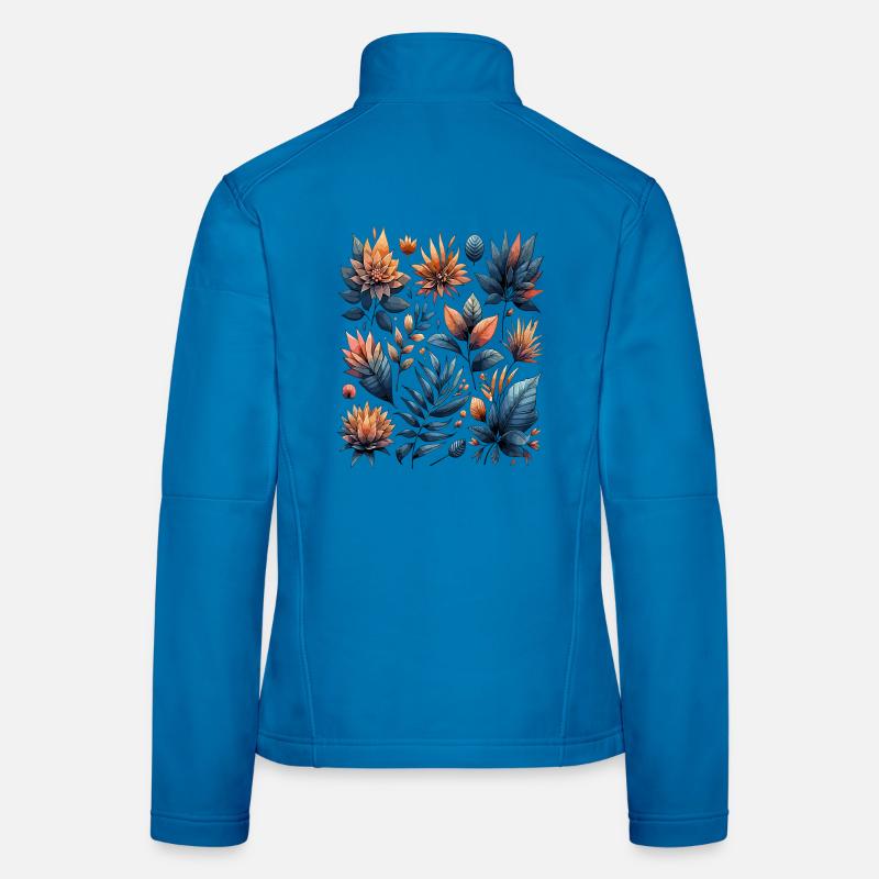 Watercolor Leaves Boho Leaf Pattern Women's Softshell Jacket