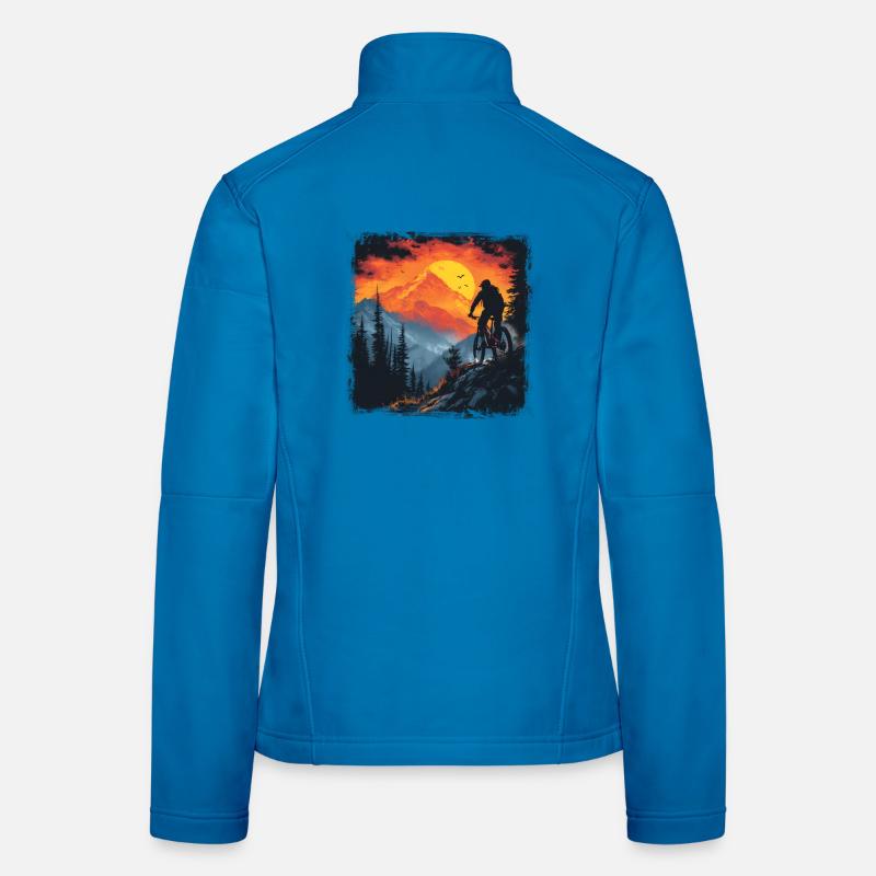 Mountain Biking Drawing Retro Women's Softshell Jacket