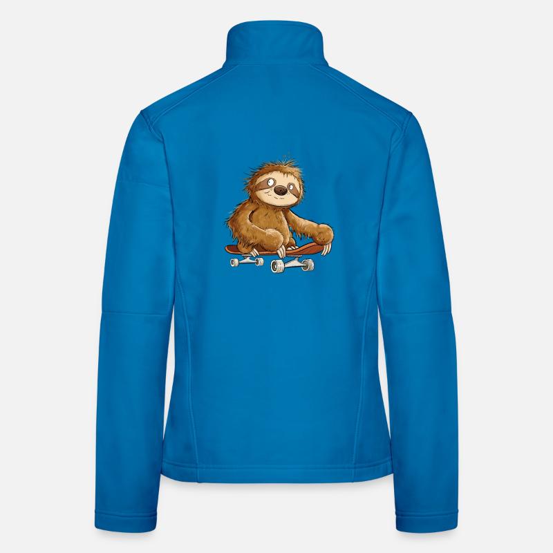 Sloth With Skateboard Cartoon Women's Softshell Jacket