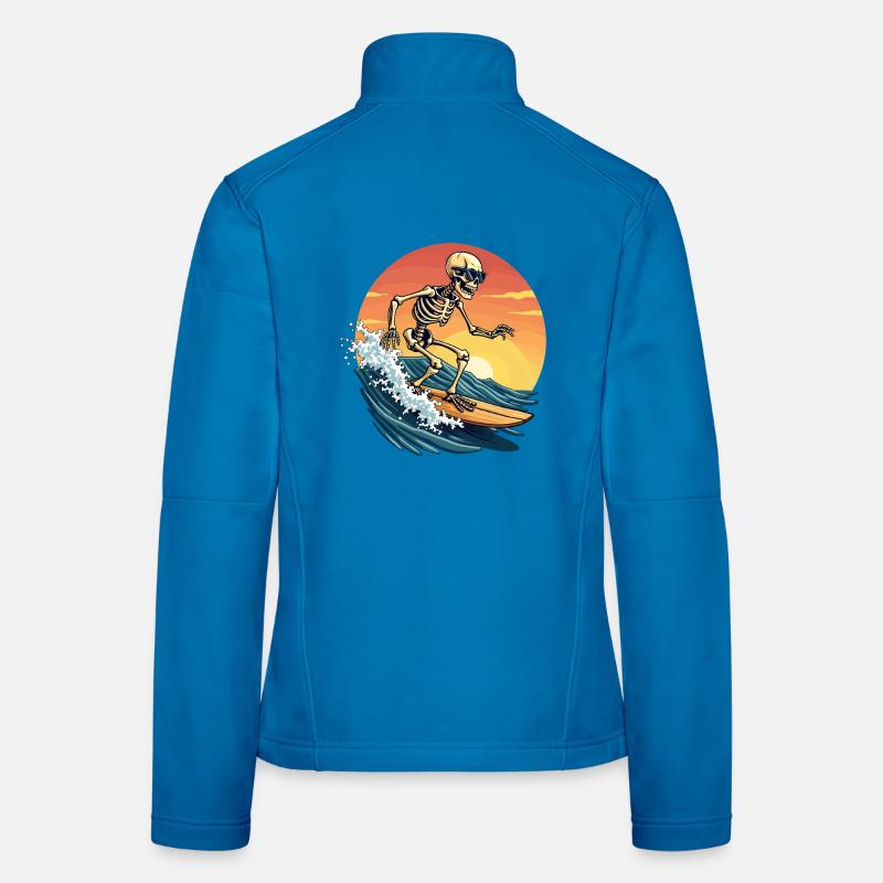 Surfeur Skeleton Surf Surf Plage Mer Fun Veste en tissu softshell Femme