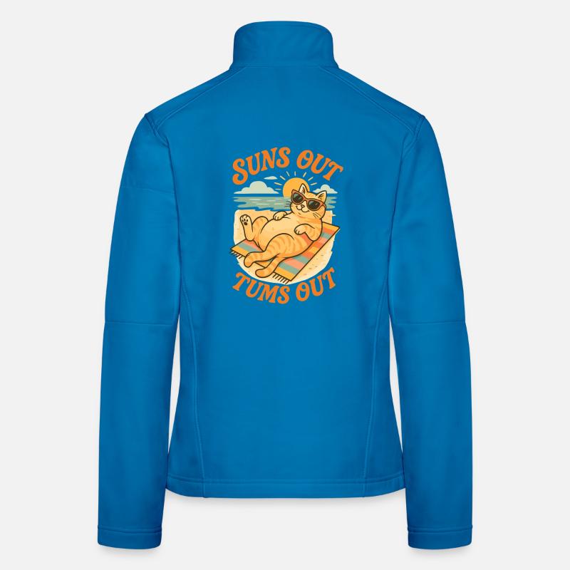 Sonne raus, Bauch raus Katze Design - Frauen Softshelljacke - Lichtblau
