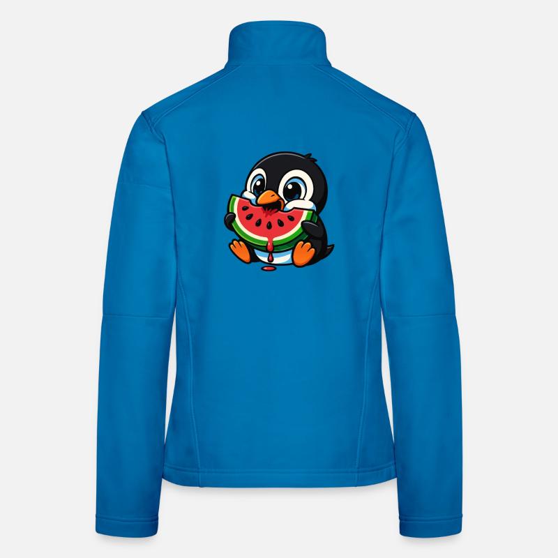 pingouin mignon pastèque fruit d’été dessin animé Veste en tissu softshell Femme