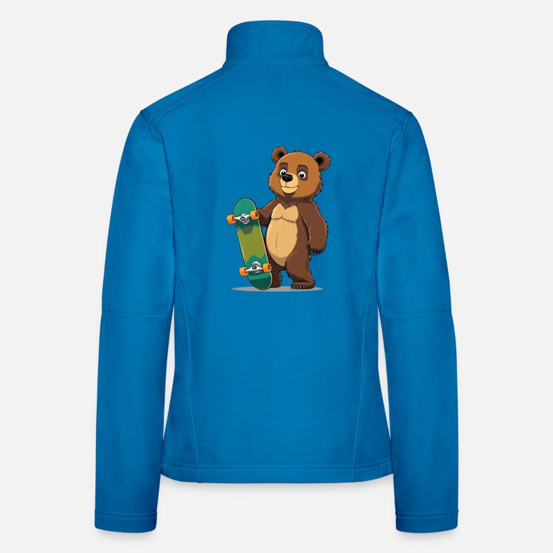 Ours avec illustration de planche à roulettes Veste en tissu softshell Femme