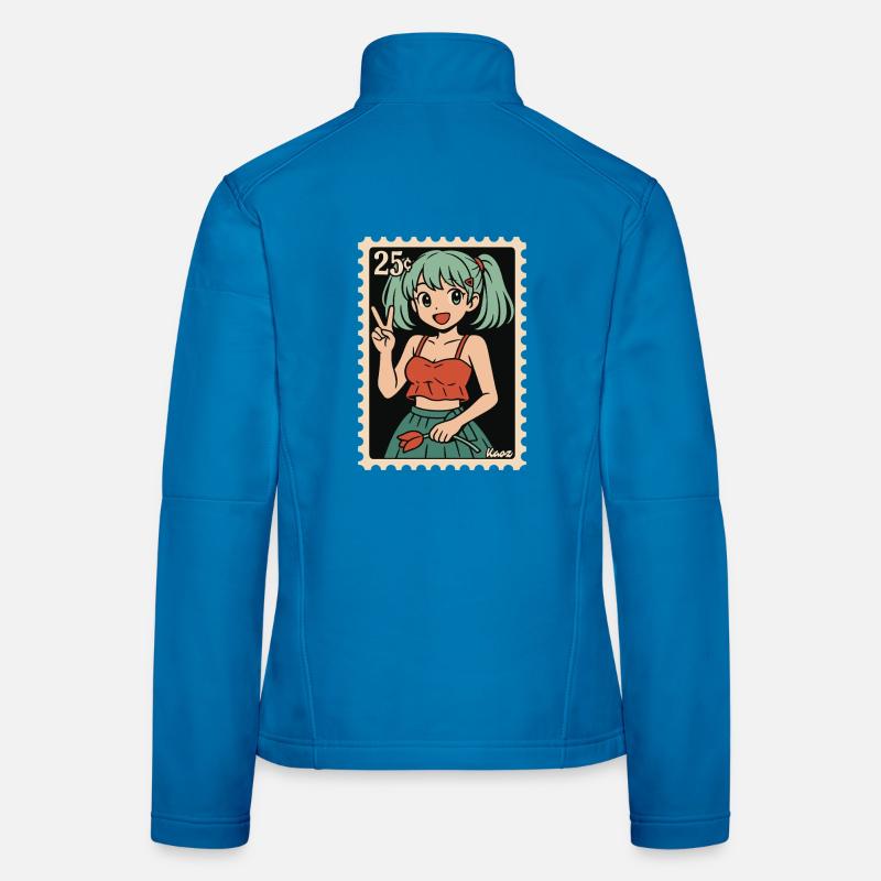 Anime Mädchen Poststempel Illustration Frauen Softshelljacke