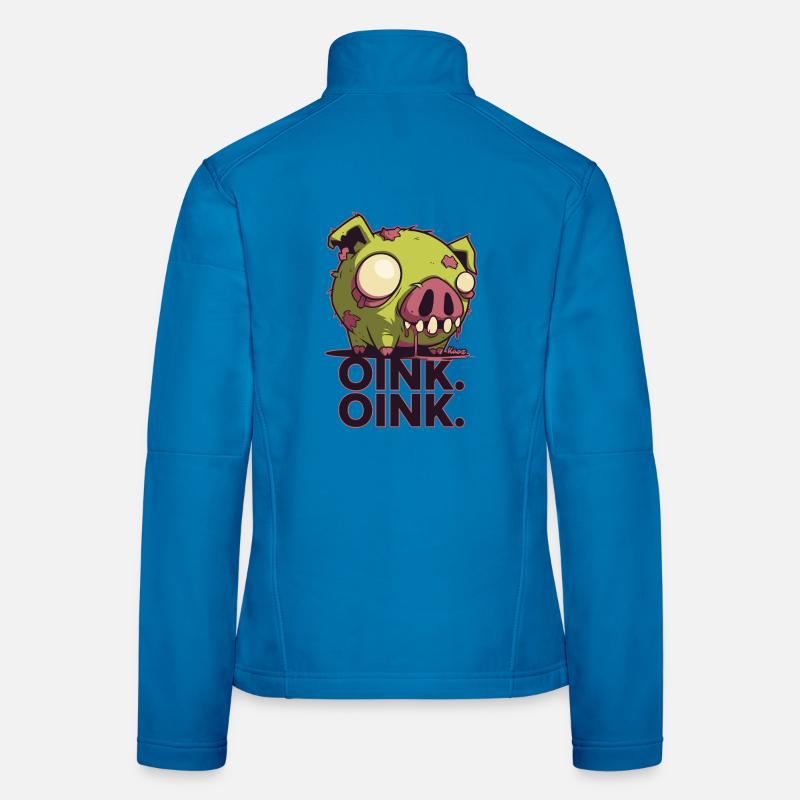 Conception de dessin animé de cochon zombie effrayant Veste en tissu softshell Femme