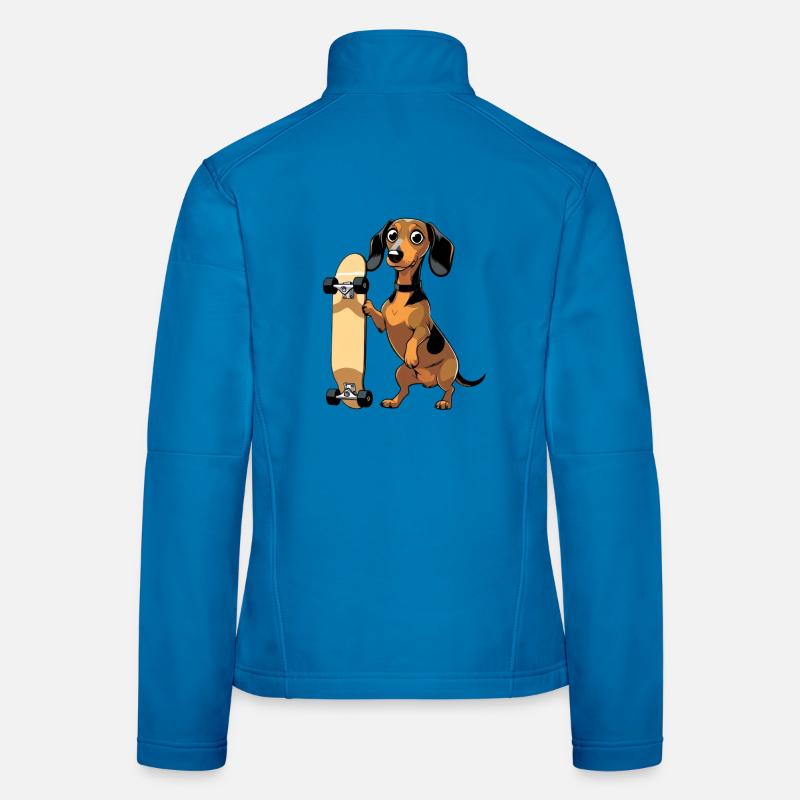 Dackel mit Skateboard Design - Frauen Softshelljacke - Lichtblau