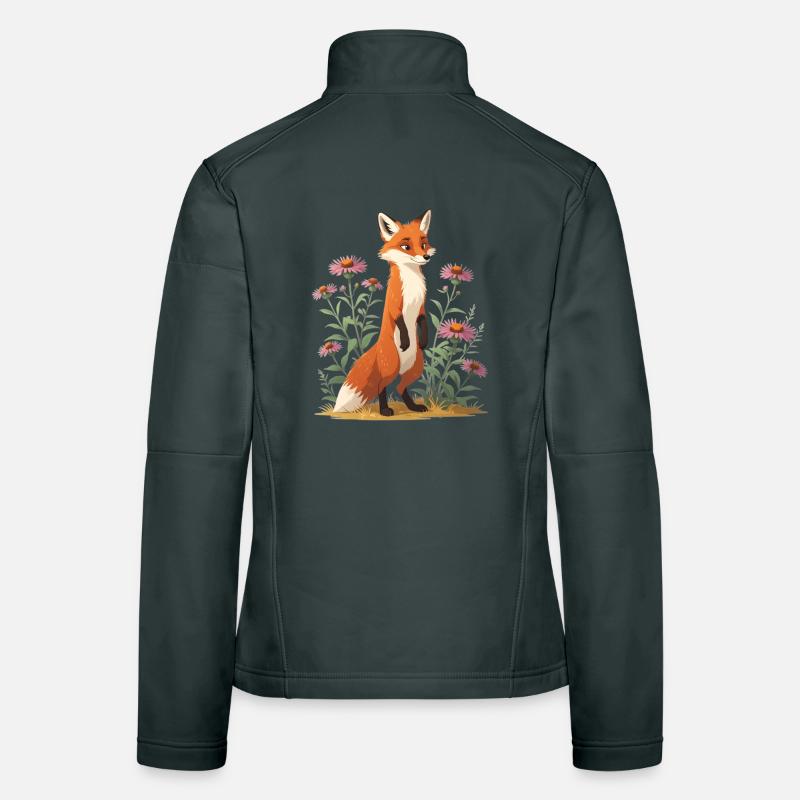 Fox with floral pattern illustration Women's Softshell Jacket