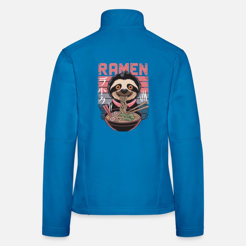 Cute Sloth Eating Ramen Design Women's Softshell Jacket