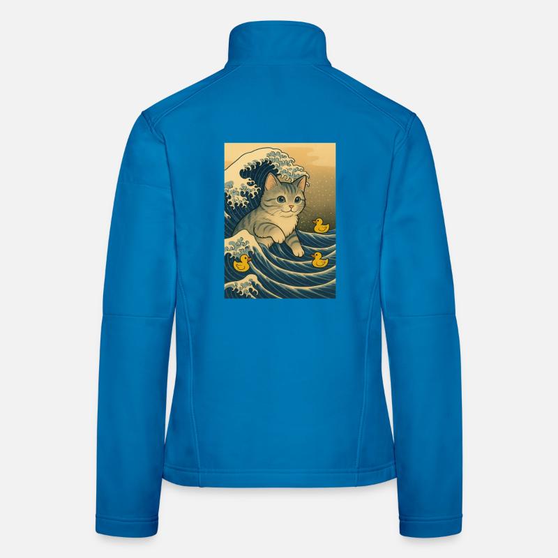 Chats dans la mer de vagues avec des canards Veste en tissu softshell Femme
