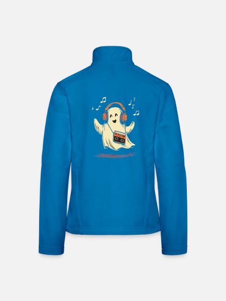 Süßer Geist mit Walkman  - Retro Halloween Vibes - Frauen Softshelljacke - Lichtblau - Hinten