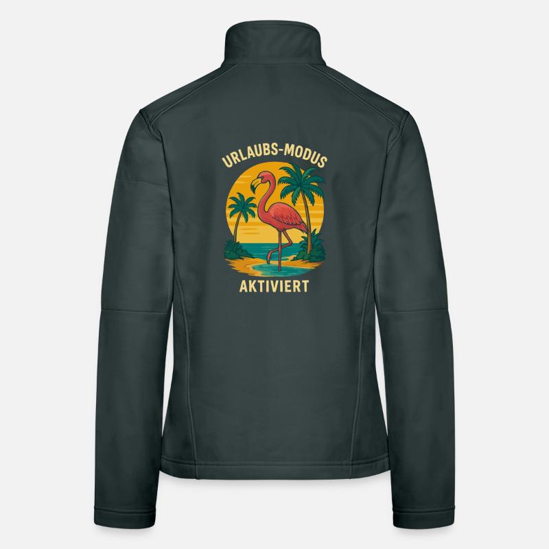 Flamingo Beach Vacation Enabled Women's Softshell Jacket