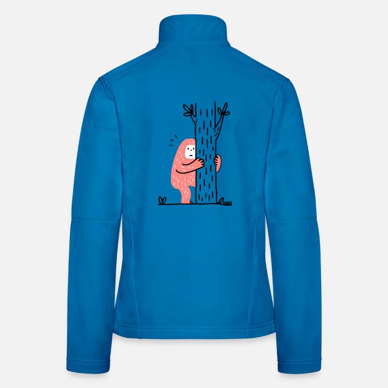 Funny Bigfoot hugging a tree Women's Softshell Jacket
