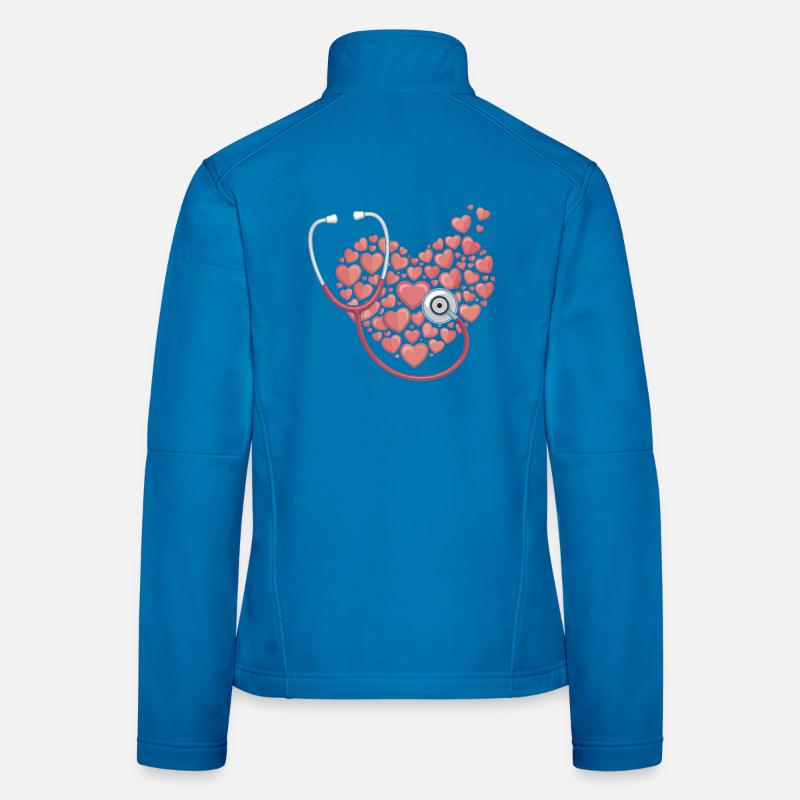 Heart Stethoscope Heart Pattern Women's Softshell Jacket