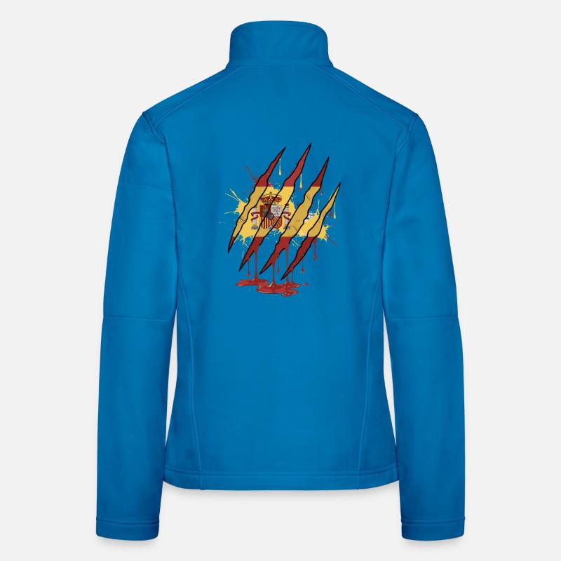 Scratch Mark Spain Flag Claw Grunge Style Women's Softshell Jacket