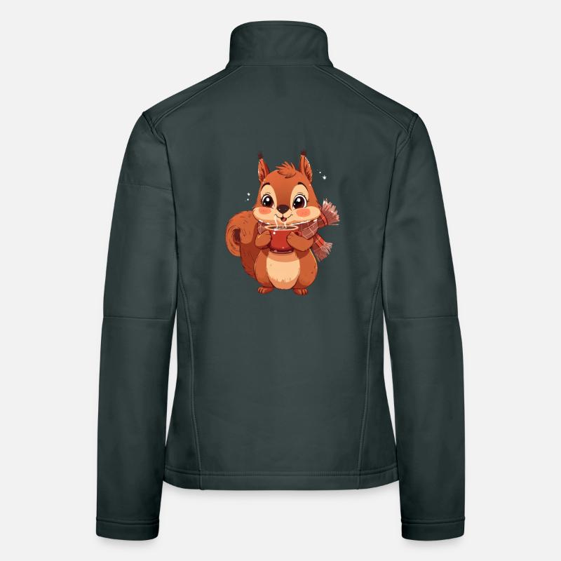 Winter Squirrel with Mug Women's Softshell Jacket