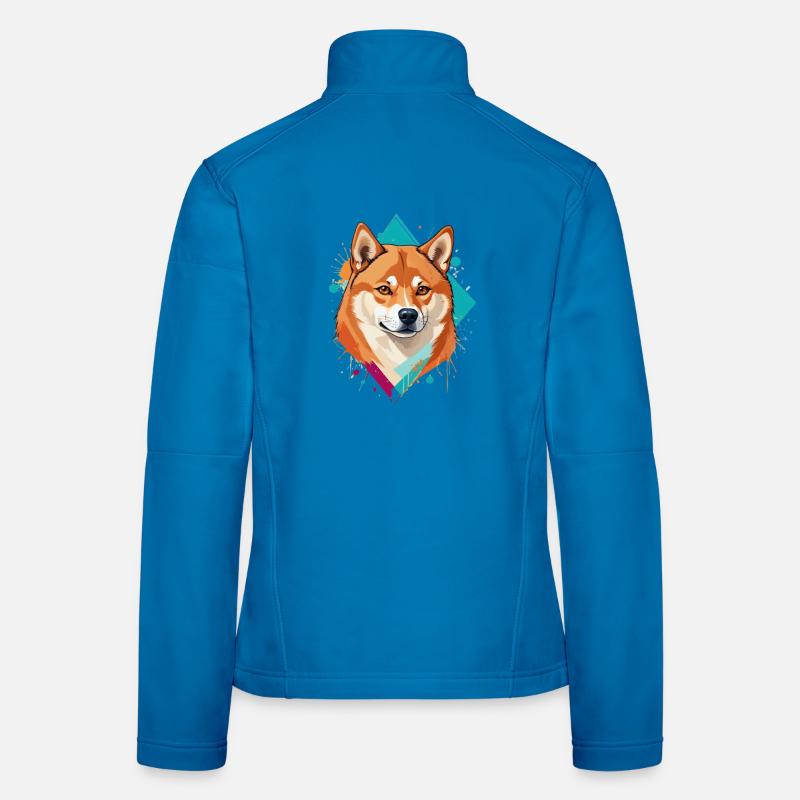 Shiba Inu Geometric Solid Colors Women's Softshell Jacket