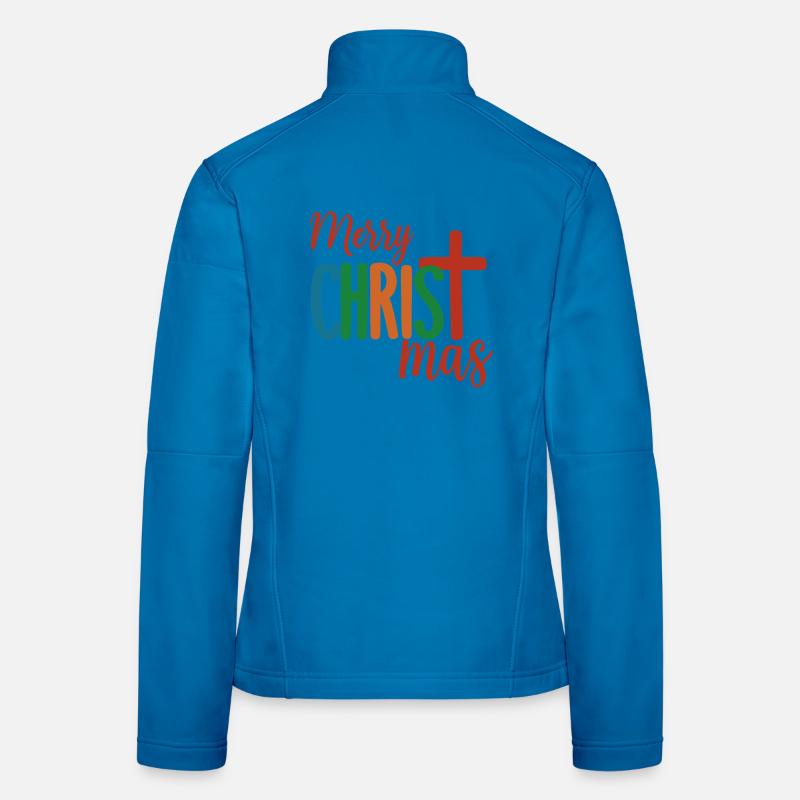 Croix colorée Noël Design Joyeux Noël Veste en tissu softshell Femme