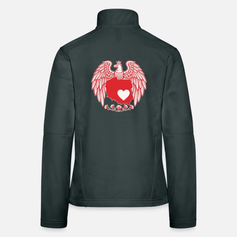 Polish Eagle Heart Map Design Women's Softshell Jacket