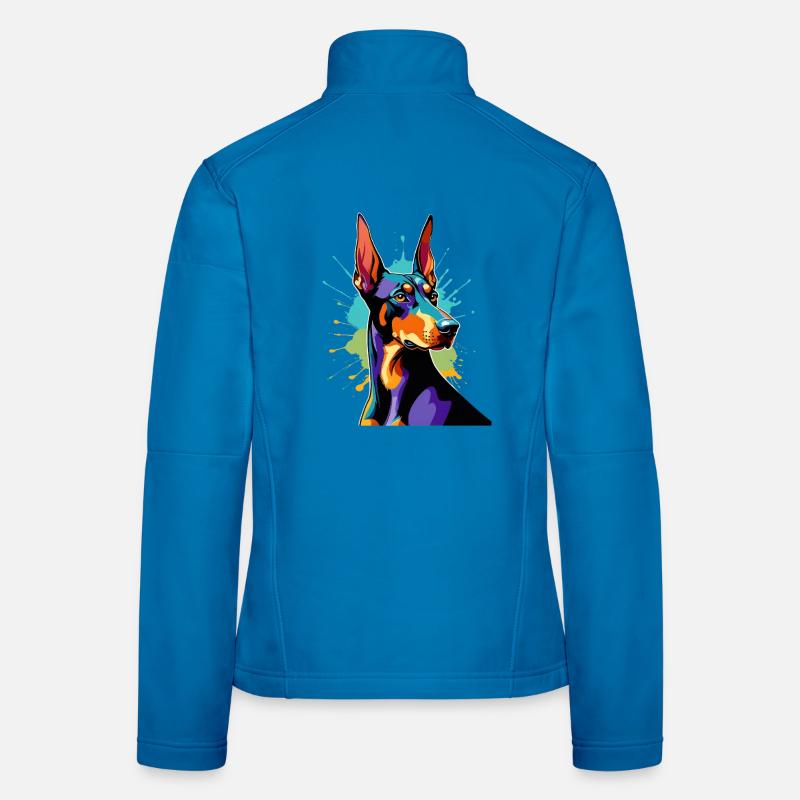 Explosion de couleurs Doberman Veste en tissu softshell Femme