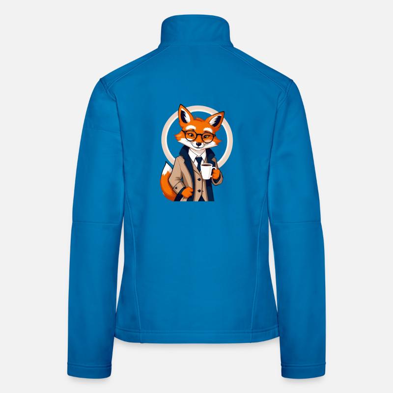 Fuchs im Anzug mit Kaffee - Frauen Softshelljacke - Lichtblau