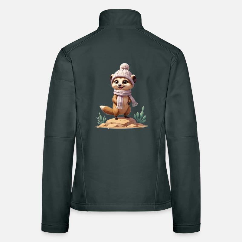 Suricate sur roche avec écharpe et chapeau Veste en tissu softshell Femme