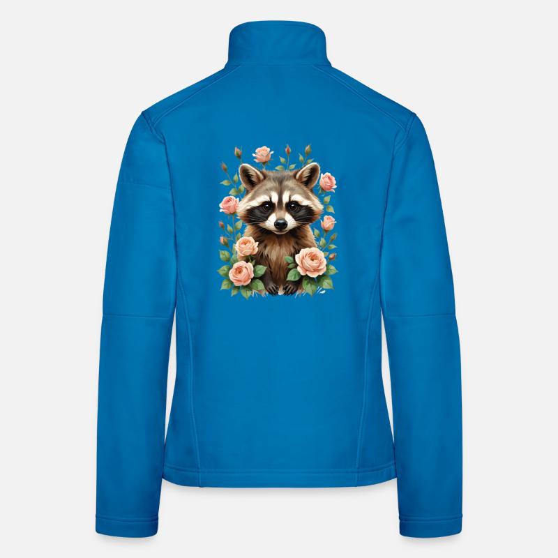 Waschbär mit Rosenrahmen Frauen Softshelljacke