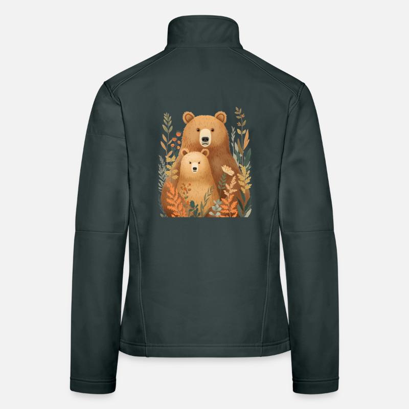 Couple d’ours des forêts dans le feuillage d’automne Veste en tissu softshell Femme
