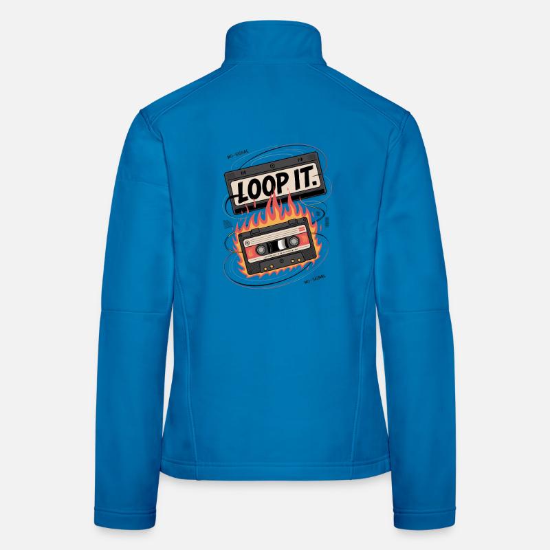 Cassette rétro avec design de flamme « Loop It » Veste en tissu softshell Femme