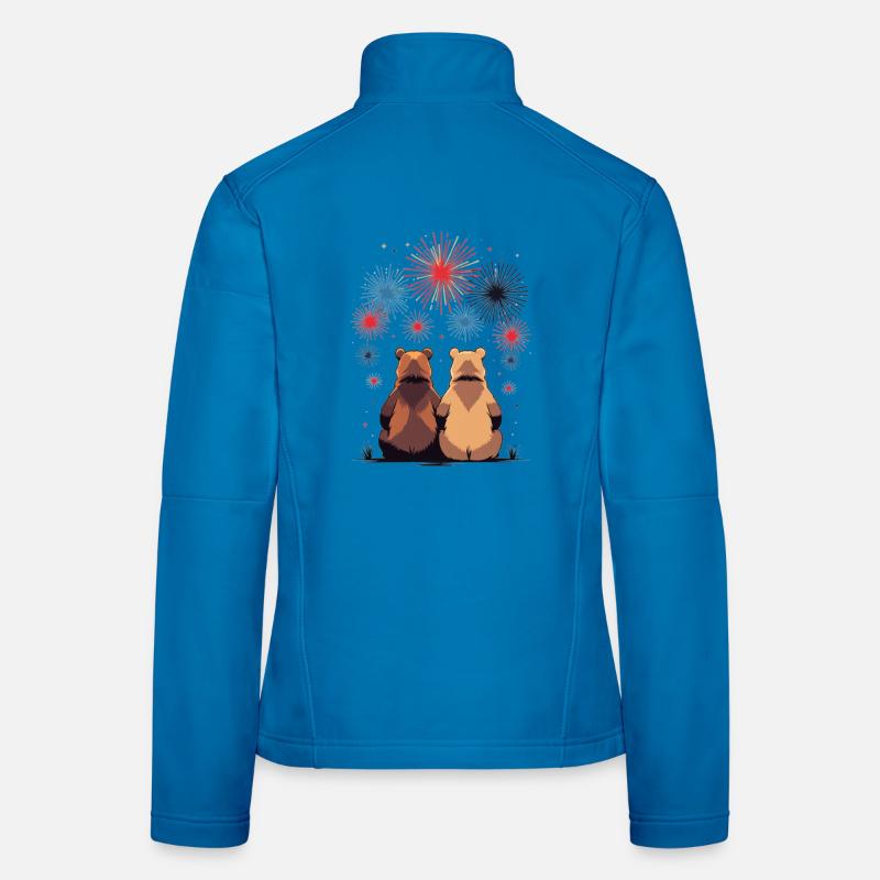 Deux ours aux feux d’artifice Veste en tissu softshell Femme