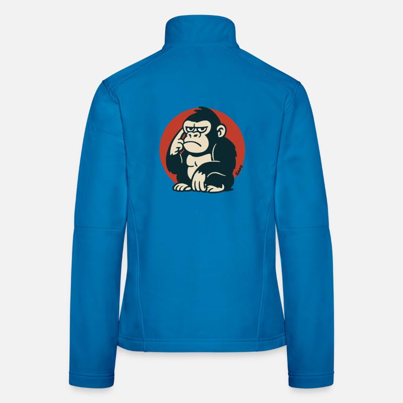 Pensive Monkey in Retro Style Women's Softshell Jacket