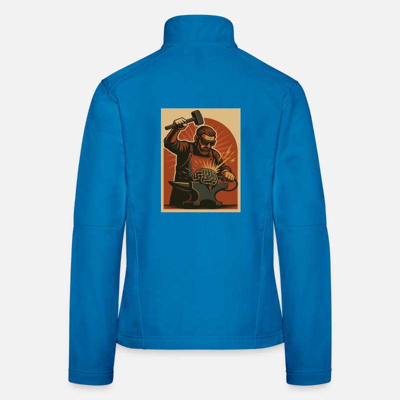 Blacksmith forges brain on anvil Women's Softshell Jacket