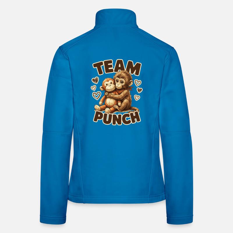 Cute Baby Monkey Named Punch Plush Hugging Women's Softshell Jacket