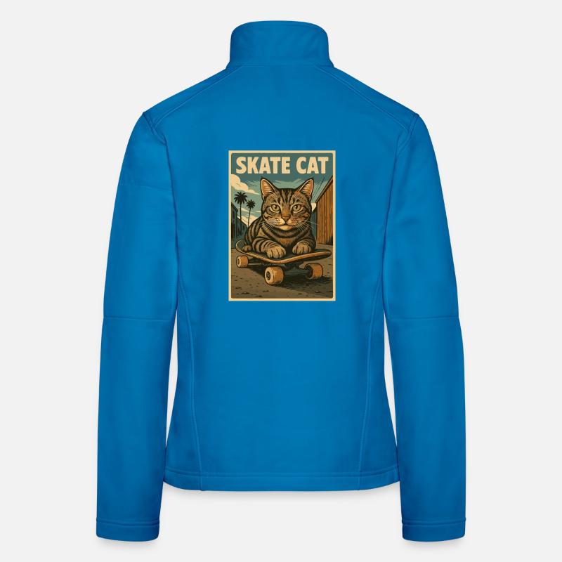 Affiche rétro de Skate Cat Veste en tissu softshell Femme