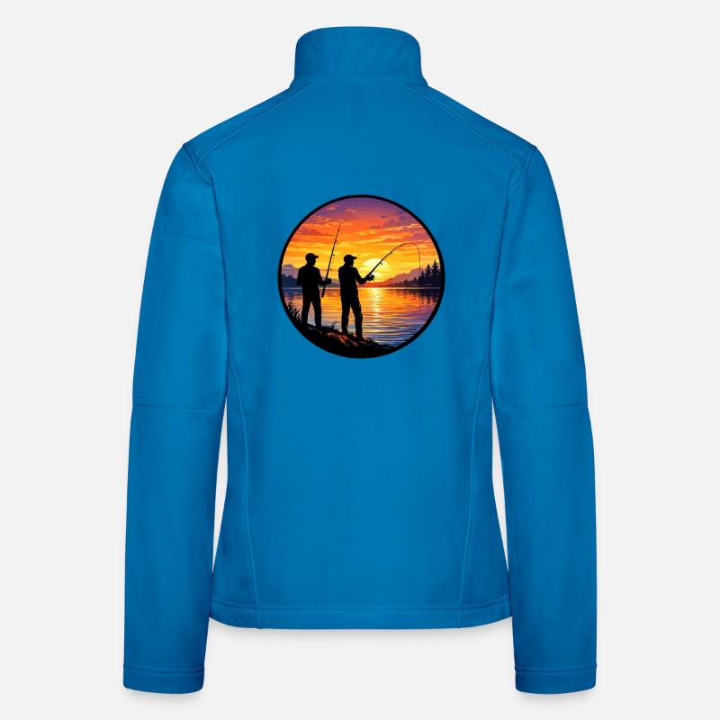 Coucher de soleil de pêcheur sur le lac Veste en tissu softshell Femme
