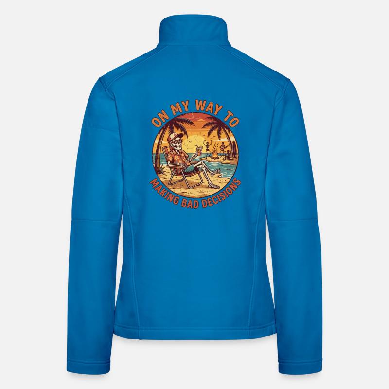 Skeleton Beach Retro Humor Women's Softshell Jacket