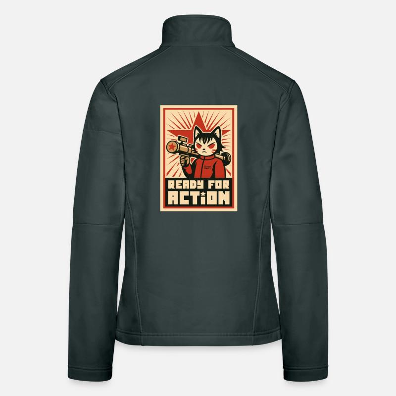 Retro Cat Commando: Bereit für den Einsatz Frauen Softshelljacke