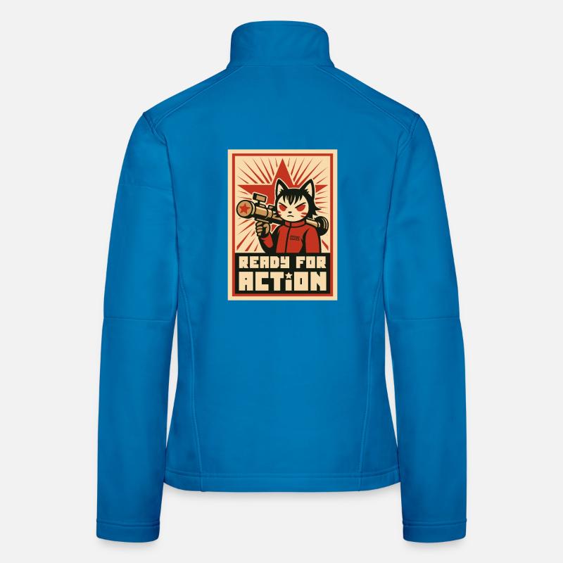Retro Cat Commando: Bereit für den Einsatz Frauen Softshelljacke