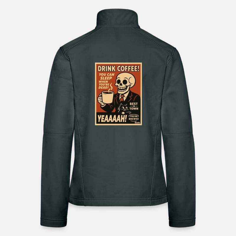 Affiche rétro de Coffee Skull Veste en tissu softshell Femme