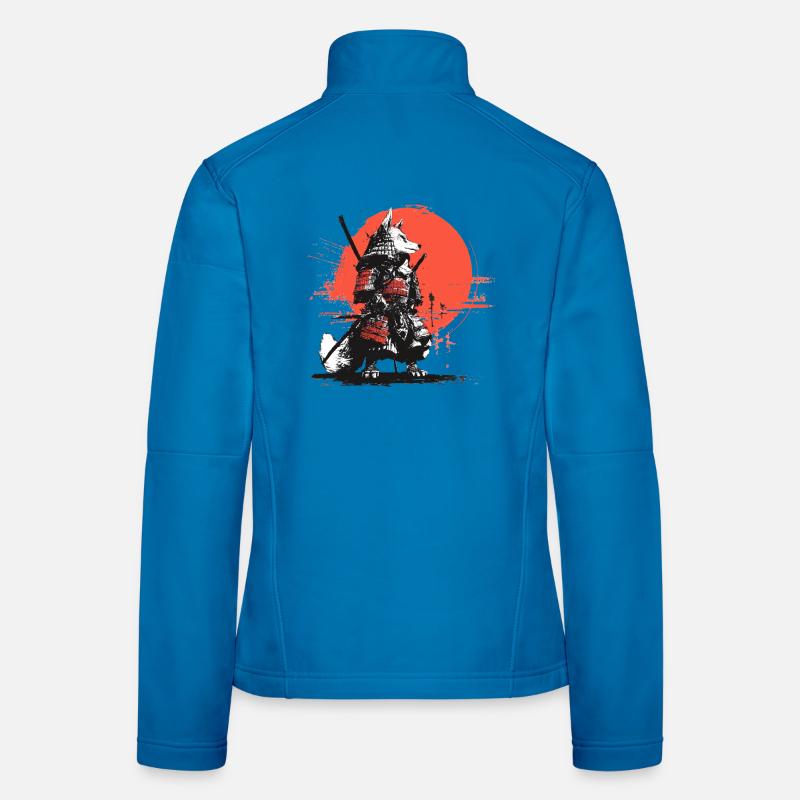 Fuchs-Samurai in Roter Sonnen-Rüstung Frauen Softshelljacke