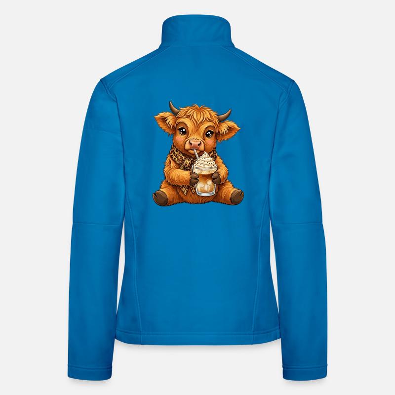 Highland Cow Eiskaffee Frauen Softshelljacke