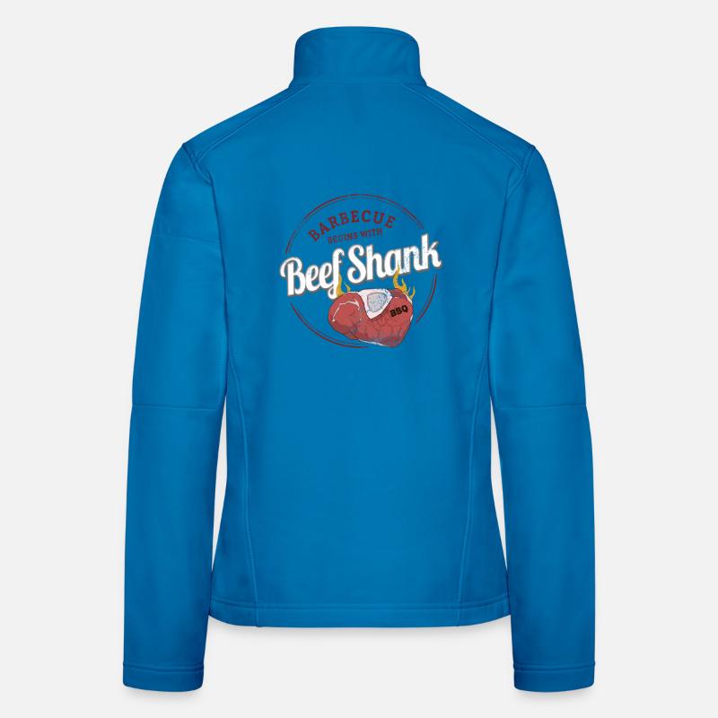 Beef Shank Barbecue Beef Knuckle Vintage BBQ Design Women's Softshell Jacket