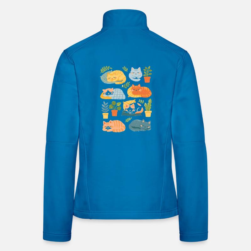 Chats et plantes d’intérieur endormis Veste en tissu softshell Femme