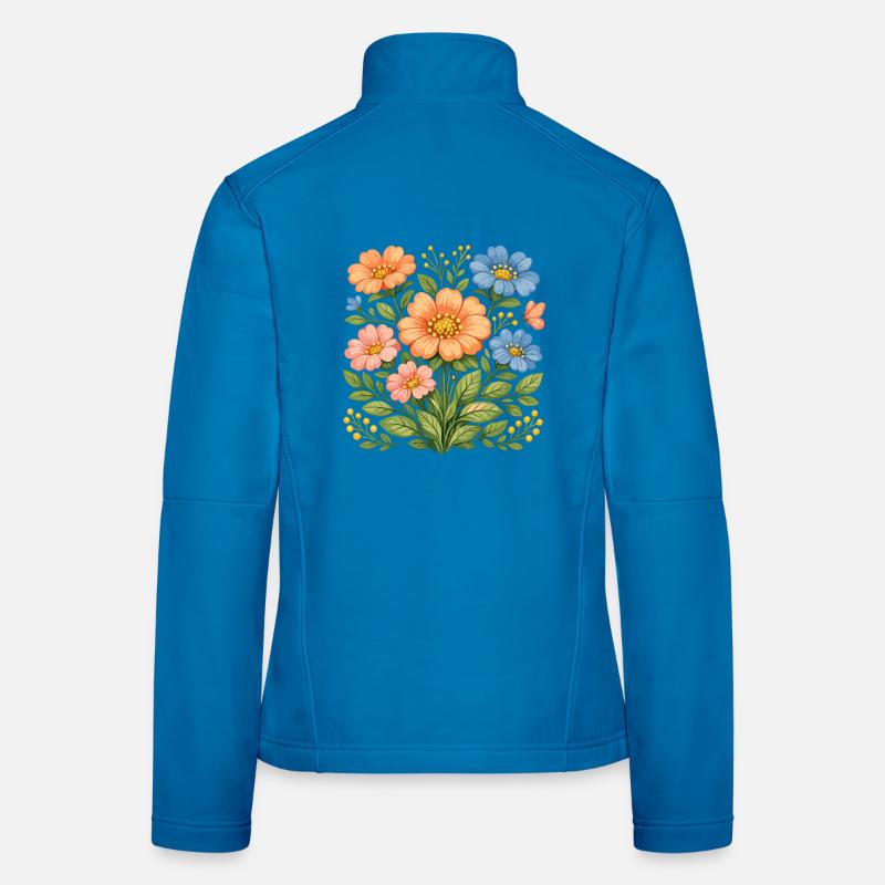 Bouquet coloré de fleurs sauvages avec des fleurs papillon Veste en tissu softshell Femme