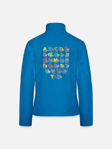 Tieralphabet: Bunte Tierbuchstaben - Frauen Softshelljacke - Lichtblau - Hinten