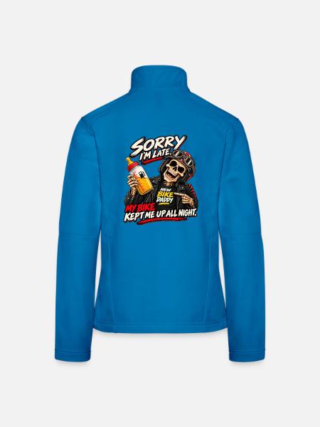 Entschuldigung, dass ich zu spät bin – neuer Fahrrad-Daddy - Frauen Softshelljacke - Lichtblau - Hinten