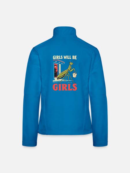 Girls Will Be Girls – Praying Mantis Humor - Frauen Softshelljacke - Lichtblau - Hinten