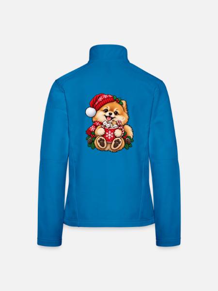 Zwergspitz mit Wintermütze & heißem Kakao - Frauen Softshelljacke - Lichtblau - Hinten