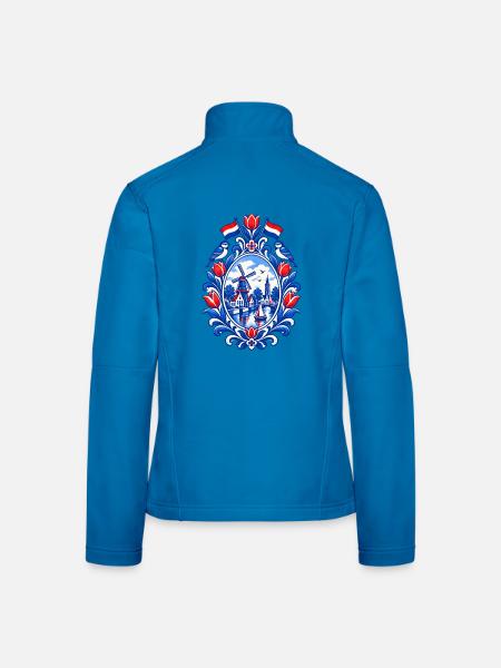 Niederlande | Tulpen, Windmühle & Kanal - Frauen Softshelljacke - Lichtblau - Hinten