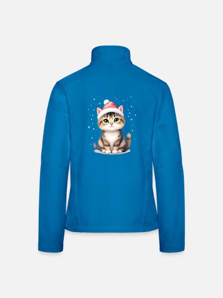 Warmes Weihnachtskätzchen - Frauen Softshelljacke - Lichtblau - Hinten