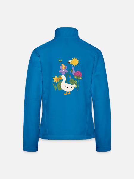 Blumenzeichnung · Biene · Ente · Blüten - Frauen Softshelljacke - Lichtblau - Hinten